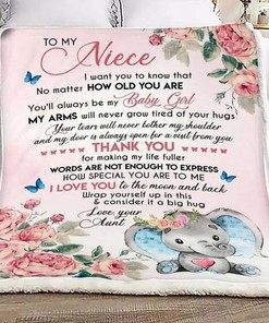 Elephant Butterfly To My Niece Blanket Cute Gift For Niece Family Gift