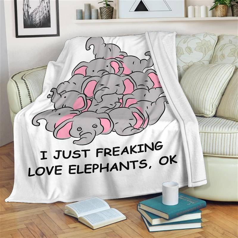 Elephant I Just Freaking Love Elephant Sherpa Fleece Blanket Gifts for Family, for Couple