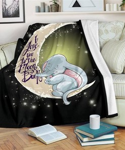 Elephant I Love You To The Moon And Back Sherpa Fleece Blanket Gifts for Family, for Couple