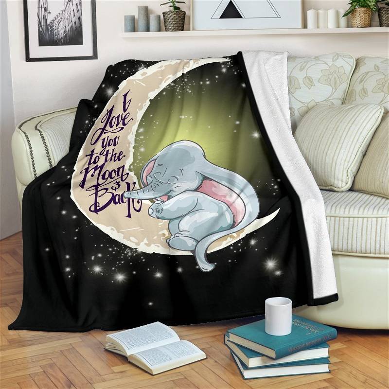 Elephant I Love You To The Moon And Back Sherpa Fleece Blanket Gifts for Family, for Couple