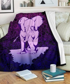 Elephant Mandala Style Sherpa Fleece Blanket Gifts for Family, for Couple