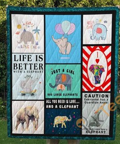 Elephant Quilt Blanket Bedding Set With Pilliwcases Option Gift For Lovers
