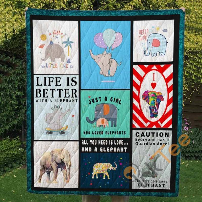 Elephant Quilt Blanket Bedding Set With Pilliwcases Option Gift For Lovers