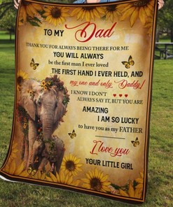 Elephants And Sunflower To My Dad Fleece Blanket For Dad From Daughter Birthday