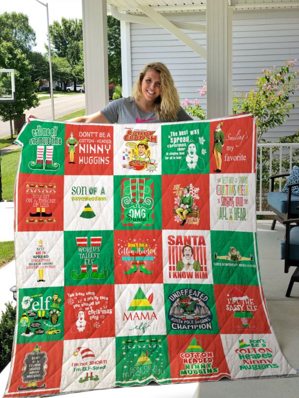 Elf Christmas Poster Quilt Blanket Bedding Set