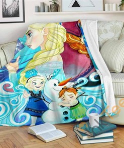 Elsa Anna Frozen Sherpa Fleece Blanket Gifts for Family, for Couple