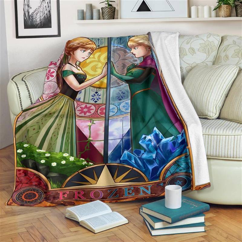 Elsa Anna Princess Frozen Sherpa Fleece Blanket Gifts for Family, for Couple
