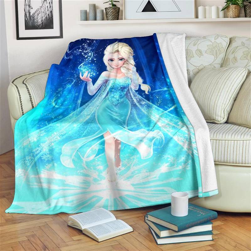 Elsa Princess Frozen 2019 Sherpa Fleece Blanket Gifts for Family, for Couple
