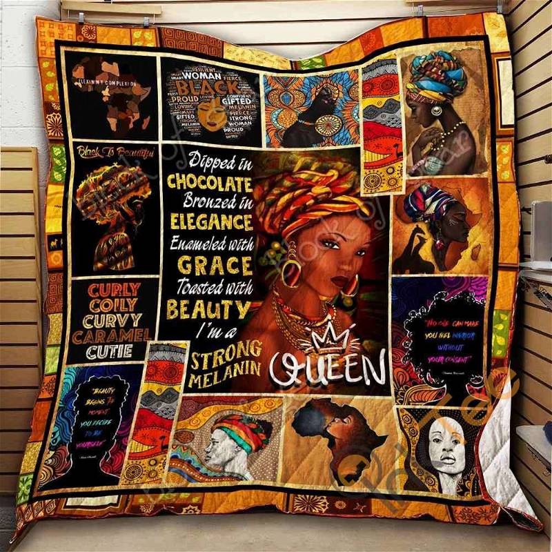 Embrace Your Inner Strength with Customizable Melanin Queen Quilt Blanket Bedding Set