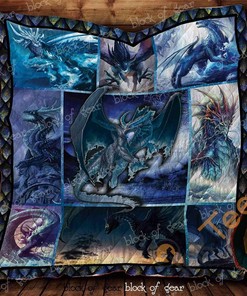 Epic Blue Dragon Quilt Blanket Bedding Set