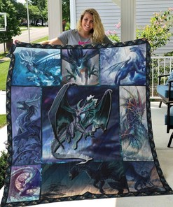 Epic Blue Dragon Quilt Blanket Bedding Set for Home Décor