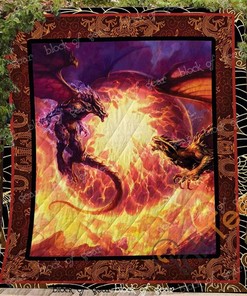 Epic Fire Dragon Battle Quilt Blanket Bedding Set