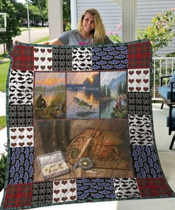 Equipment Fishing Quilt Blanket Bedding Set for Home Décor