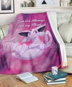 Espeon On My Mind Love Quote Sherpa Fleece Blanket Gifts for Family, for Couple