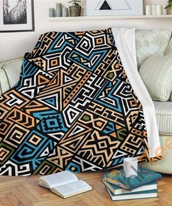Ethnic Aztec Geometric Pattern Sherpa Fleece Blanket Gifts for Family, for Couple