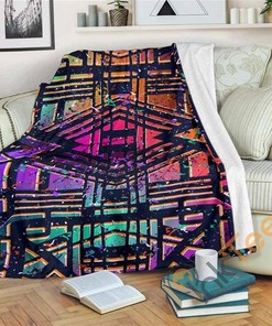 Ethnic Aztec Grunge Trippy Sherpa Fleece Blanket Gifts for Family, for Couple