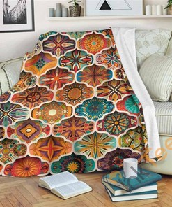 Ethnic Mandala Bohemian Pattern Sherpa Fleece Blanket Gifts for Family, for Couple