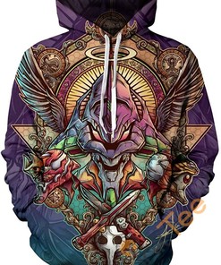 Evangelion Print Cosplay With Front Pocket Sport All Over Print Hoodie 3D 1