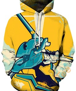 Evangelion Print Cosplay With Front Pocket Sport All Over Print Hoodie 3D 2