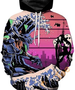 Evangelion Print Cosplay With Front Pocket Sport All Over Print Hoodie 3D 5