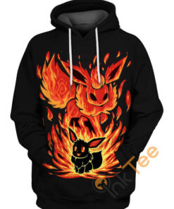 Evee And Flareon Pokemon Hoodie 3D