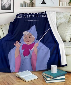 Even Miracles Take Time Fairy Godmother Sherpa Fleece Blanket Gifts for Family, for Couple
