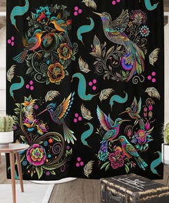 Exotic Birds Shower Curtain Optional Towels And Mat