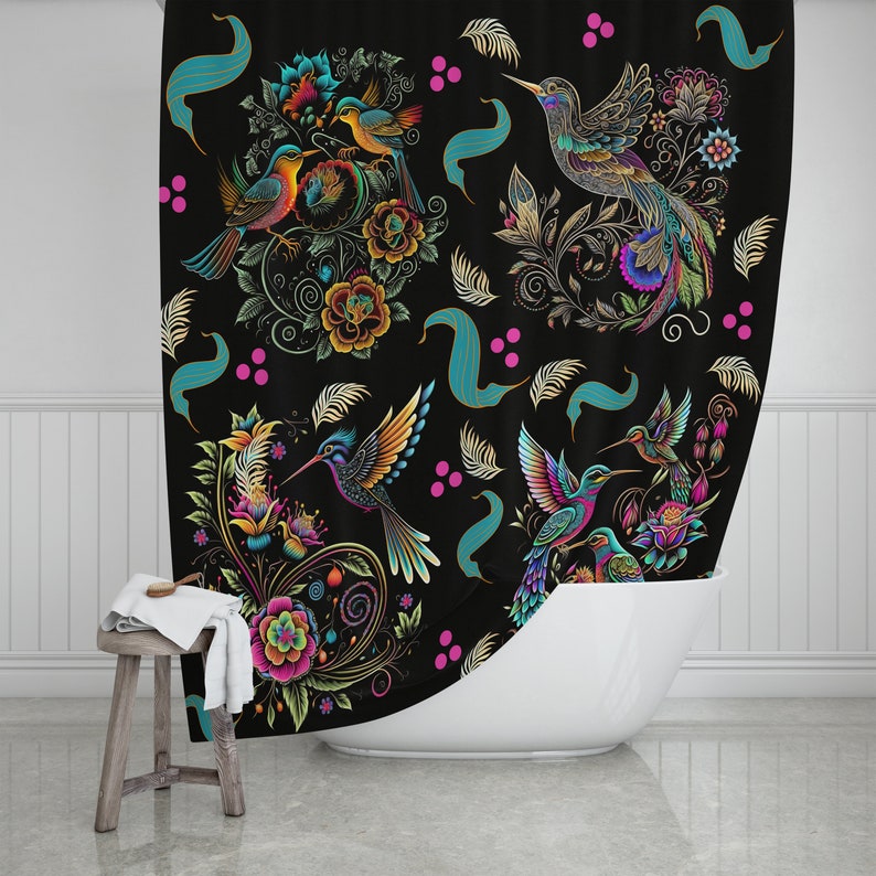 Exotic Birds Shower Curtain Optional Towels And Mat - Image 2