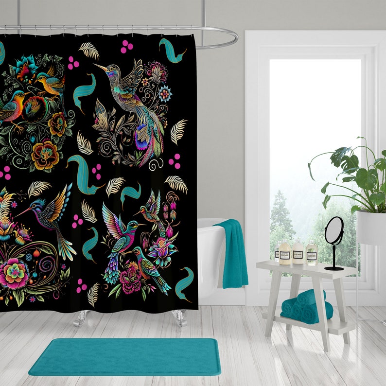 Exotic Birds Shower Curtain Optional Towels And Mat - Image 3
