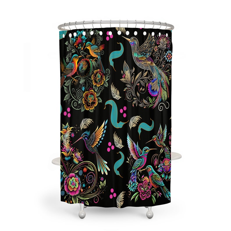 Exotic Birds Shower Curtain Optional Towels And Mat - Image 4