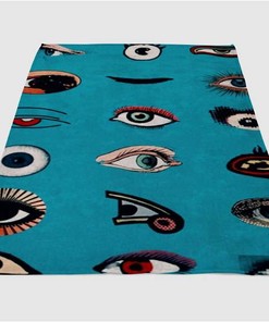 Eyes Blue Sherpa Fleece Blanket Gifts for Family, for Couple