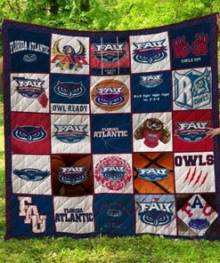 FAU Ncaa Florida Atlantic Owls Collection Collected Quilt Blanket Bedding Set