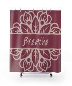 Fabric Shower Curtain, Mandala Breathe Bath Curtain, Mindfulness Decor, New Home Gift, Inspirational Printed Eclectic Boho Shower Curtain