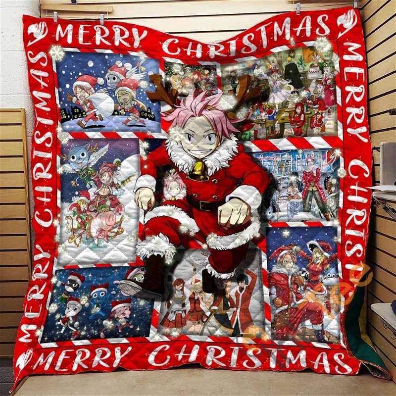 Fairy Tail Natsu Christmas Style Quilt Blanket Bedding Set