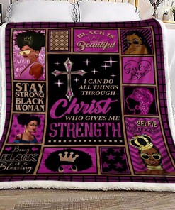 Faith Black Women Christ Who Gives Me Strength Fleece Blanket Quilt Blanket Bedding Set