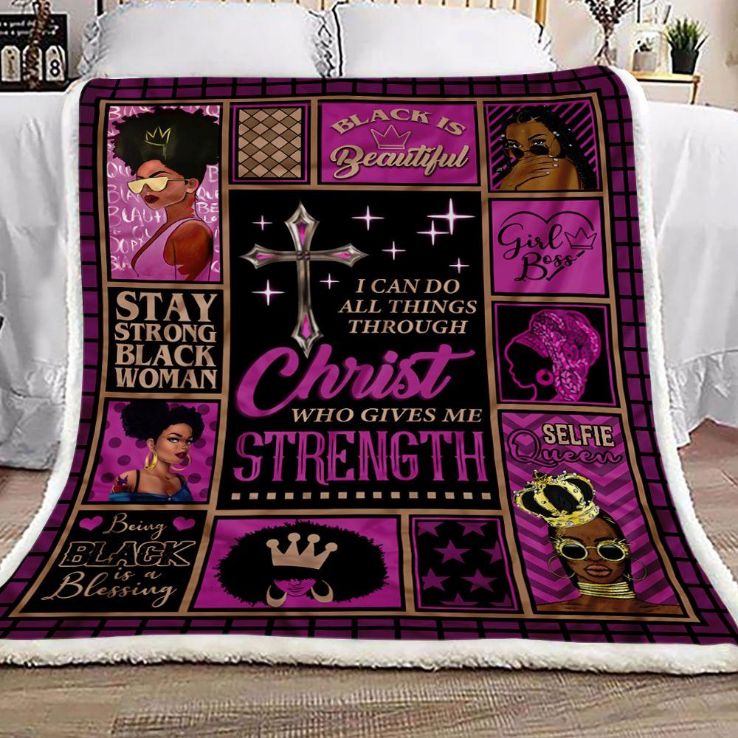 Faith Black Women Christ Who Gives Me Strength Fleece Blanket Quilt Blanket Bedding Set