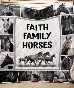 Faith. Family. Horses Quilt Blanket Bedding Set