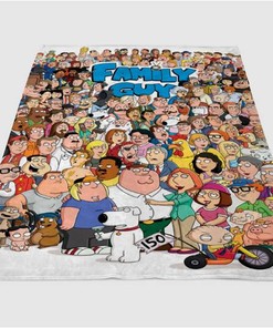 Family Guy All Characters Sherpa Fleece Blanket Gifts for Family, for Couple