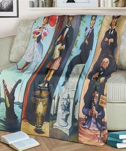 Family Haunted Mansion Horror Sherpa Fleece Blanket Gifts for Family, for Couple