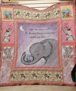 Family I Am Always With You Elephant Quilt Blanket Bedding Set