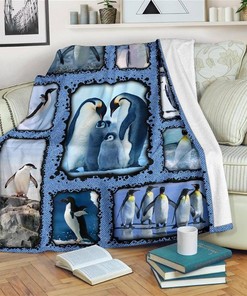 Family Penguin Penguin Lover Sherpa Fleece Blanket Gifts for Family, for Couple