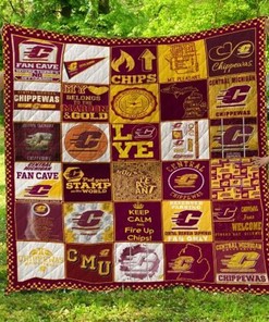 Fan Cave Ncaa Central Michigan Chippewas Collection Quilt Blanket Bedding Set