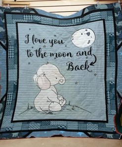 Fanart I You To The Moon And Back Elephant Quilt Blanket Bedding Set