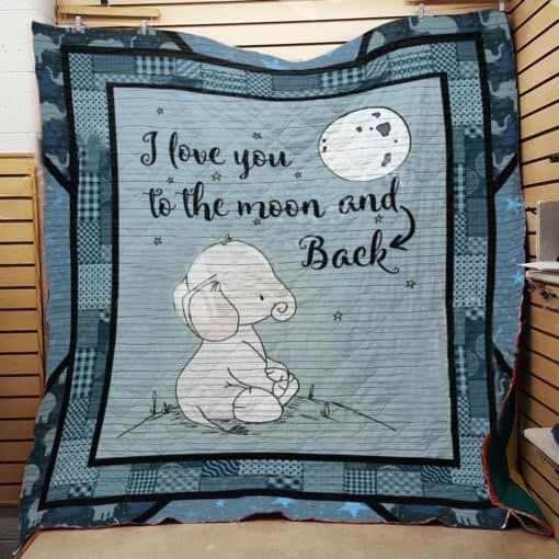 Fanart I You To The Moon And Back Elephant Quilt Blanket Bedding Set