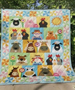 Farm Animal Quilt Blanket Bedding Set for Home Décor