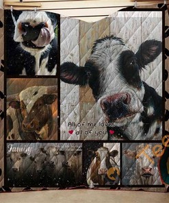 Farm Cow All Of Me Loves All Of You Quilt Blanket Bedding Set