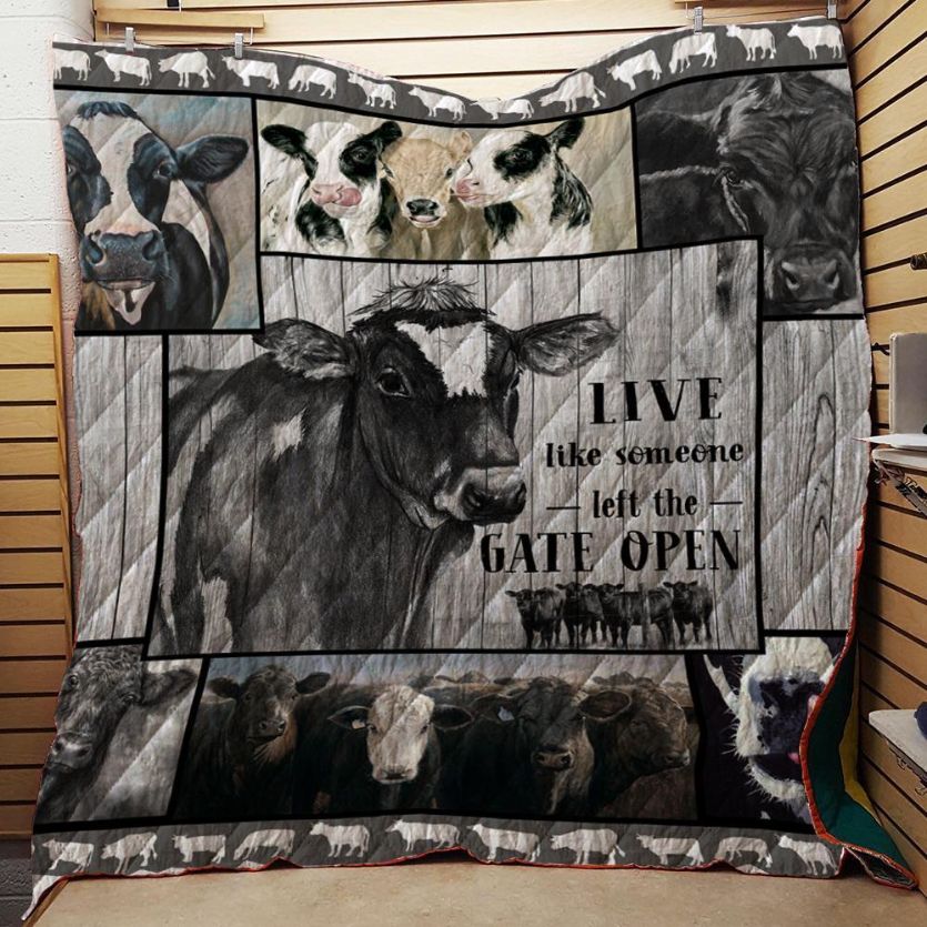 Farm Cow Live Like Someone Quilt Blanket Bedding Set