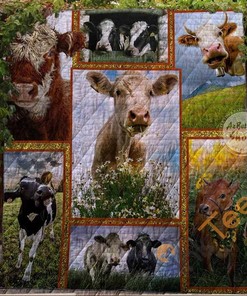 Farm Lovely Cows In The Field Quilt Blanket Bedding Set