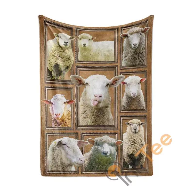 Farmer Sheep Sherpa Fleece Blanket Gifts for Family, for Couple