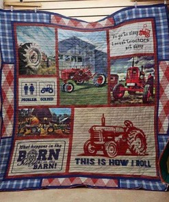 Farmer Tractor Quilt Blanket Bedding Set Gift for Farmer